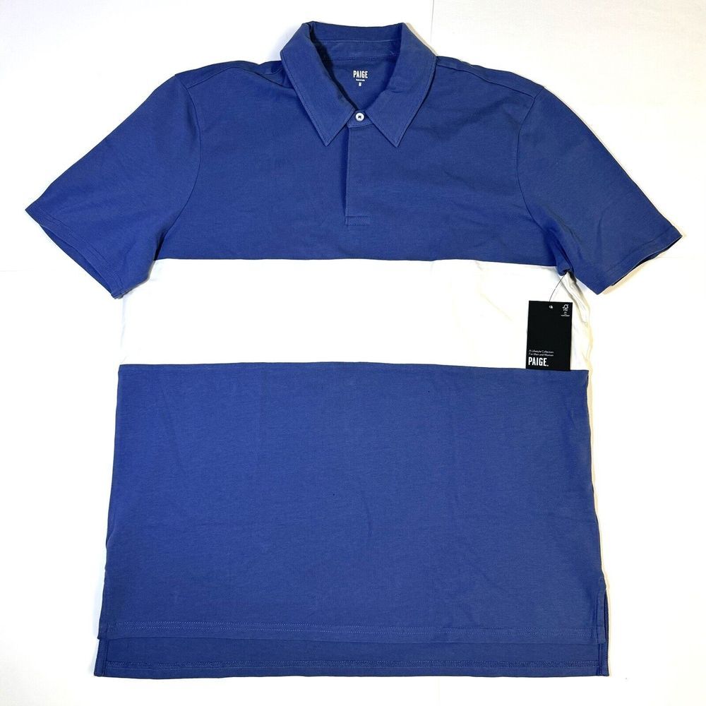 Paige Polo Shirt Blue White Picketts Short Sleeve Rugby Men's Large